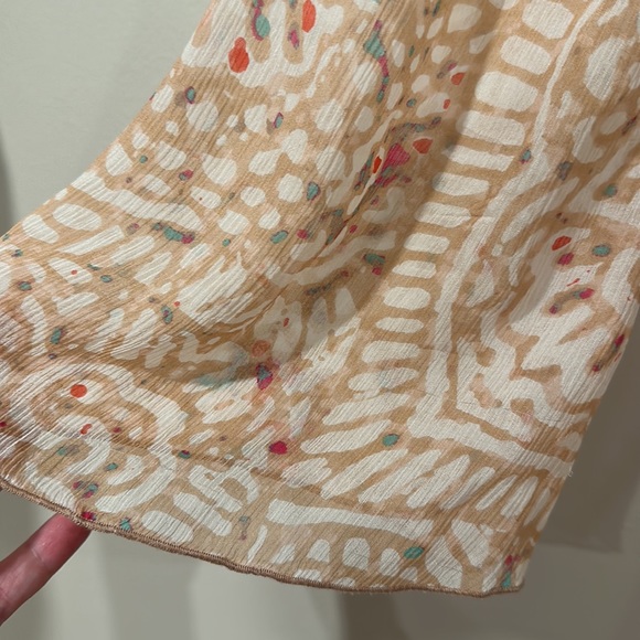 Diane Von Furstenberg Carleen Peach Silk Boho Print Shirt Size 8 Tie Waist - Picture 3 of 7